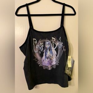 NWT Corpse Bride Emily Crop Cami Mineral Wash Tank Women's Tim Burton Sz 1XL